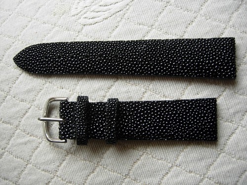 17 MM strap IN Stingray Real Natural Black Grain Unusual Off Standard - Picture 1 of 14