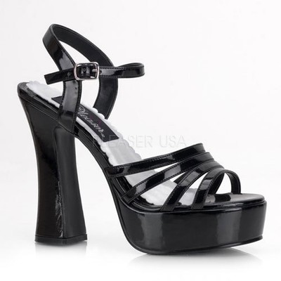 platform black strappy heels