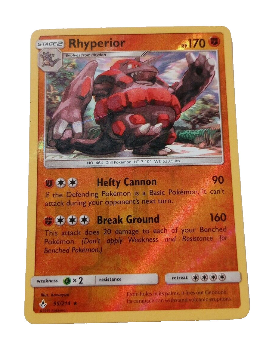 Pokémon TCG Rhyperior Unbroken Bonds 95/214 Reverse Holo Rare Pokemon Card