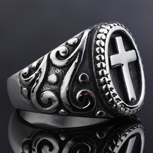 Heavy Bold Stainless Steel Christian Faith Holy Cross Ring For Men Women - Picture 8 of 12