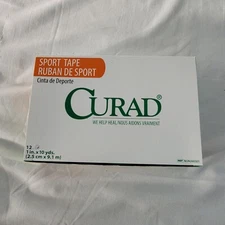 CURAD Sports Tape NON260301 White 1 Inch W 10 YD 12 ROLLS New