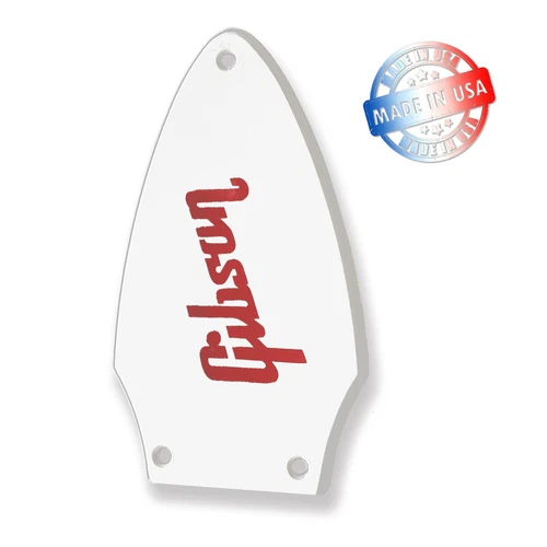 Solid White Truss Rod Cover for Gibson Flying V + Red Decal Made In USA