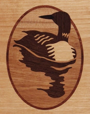 HUDSON RIVER INLAY PICTURE - LOON - WOOD MARQUETRY by 7 x 10