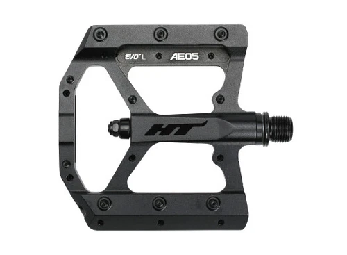 HT Components Stealth Black Flat Pedal AE05 Evo+ Mountain Bike MTB Pair 9/16"