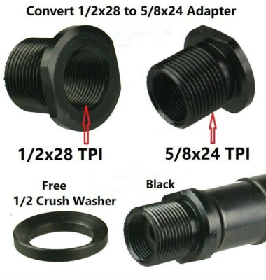 Converter Adapter Convert 1/2x28 Thread to 5/8x24 Thread Aluminum or Steel