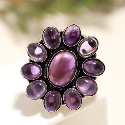 Natural Amethyst Purple Gemstone Ring Jewelry 925 Sterling Silver Gift For Her