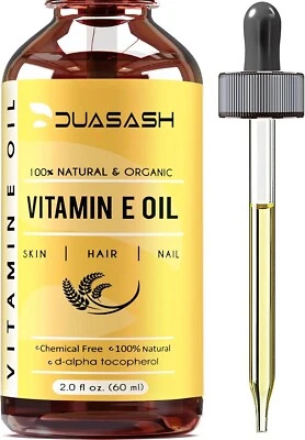 DUASASH Vitamin E Oil for Skin & Face Naturally Sourced Plant-Based Organic 100% Pure