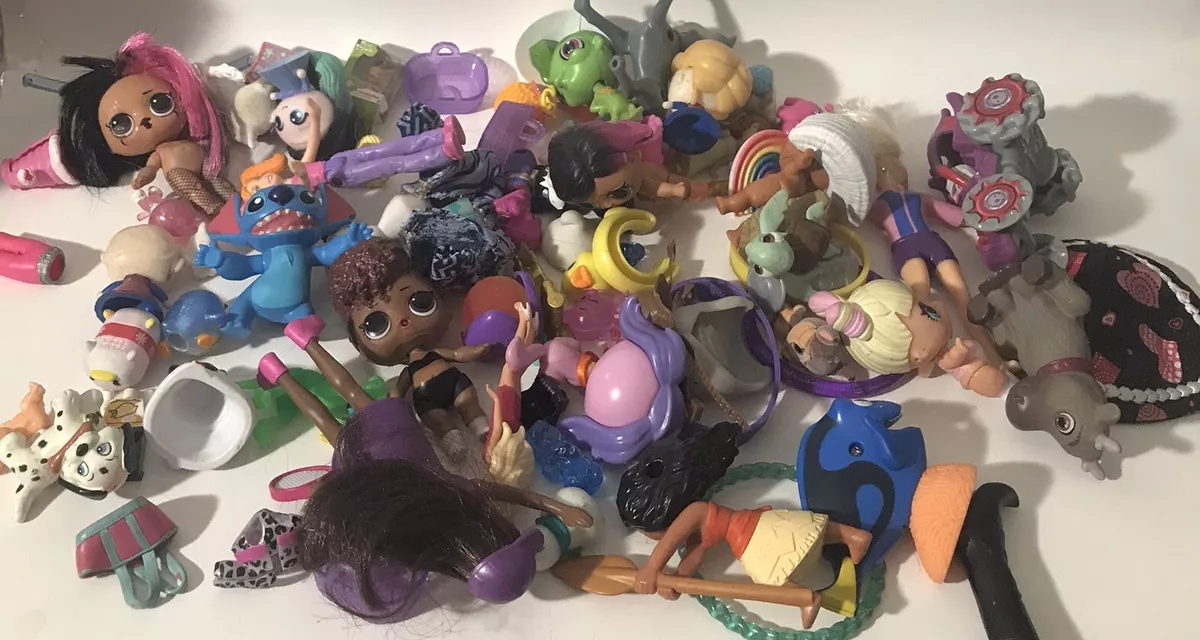 Huge Lot Girls Toy Drawer Lot Mini Figures Dolls Disney Polly Pocket  Shopkins