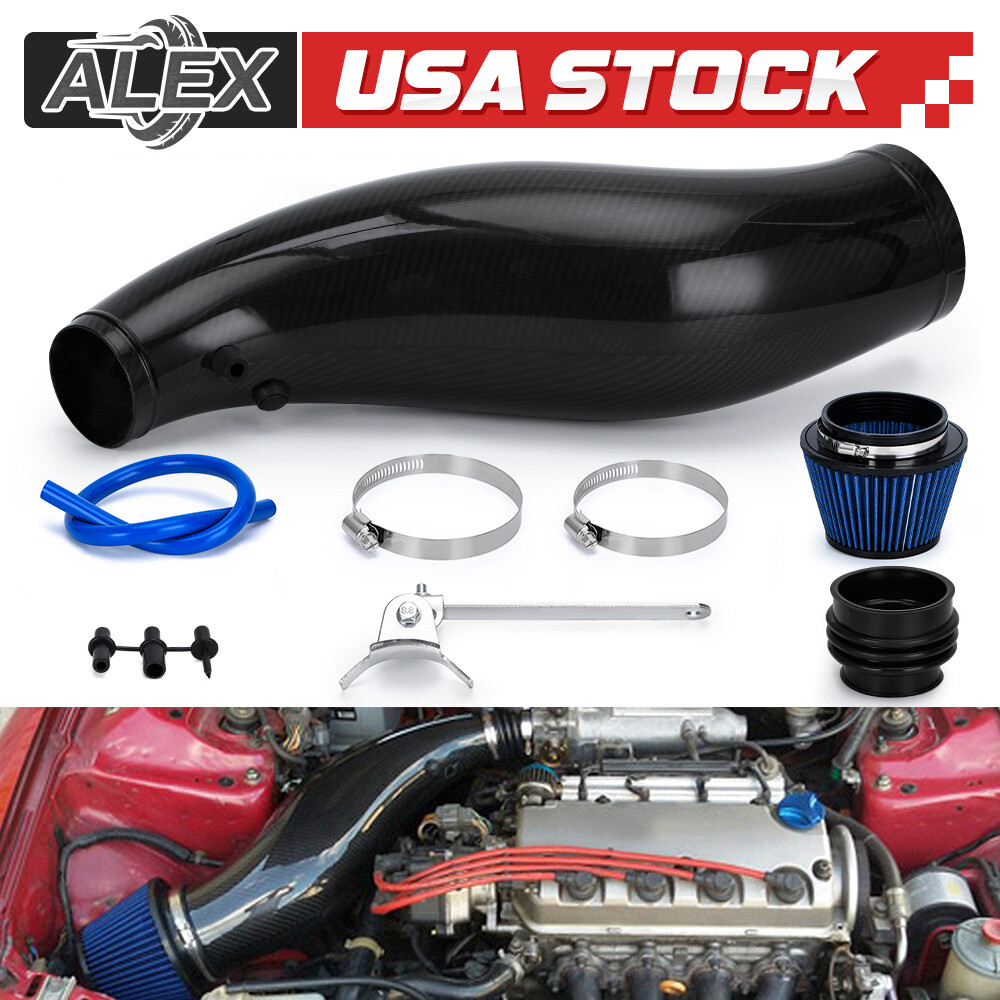 Real Carbon Fiber Cold Air Intake Pipe Kit For Civic 92-00 EG EK Integra 94-01