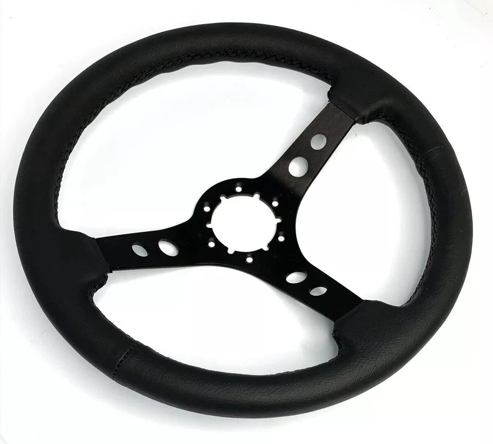 Black Steering Wheel w/ Horn Button & Adapter For 1966-1972 Ford Bronco - Image 2 of 4