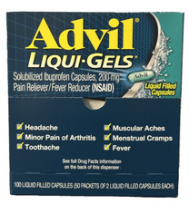 Advil Liqui-Gels Ibuprofen Capsules 2 x 50 Packets - 100 Count Exp 11/2026
