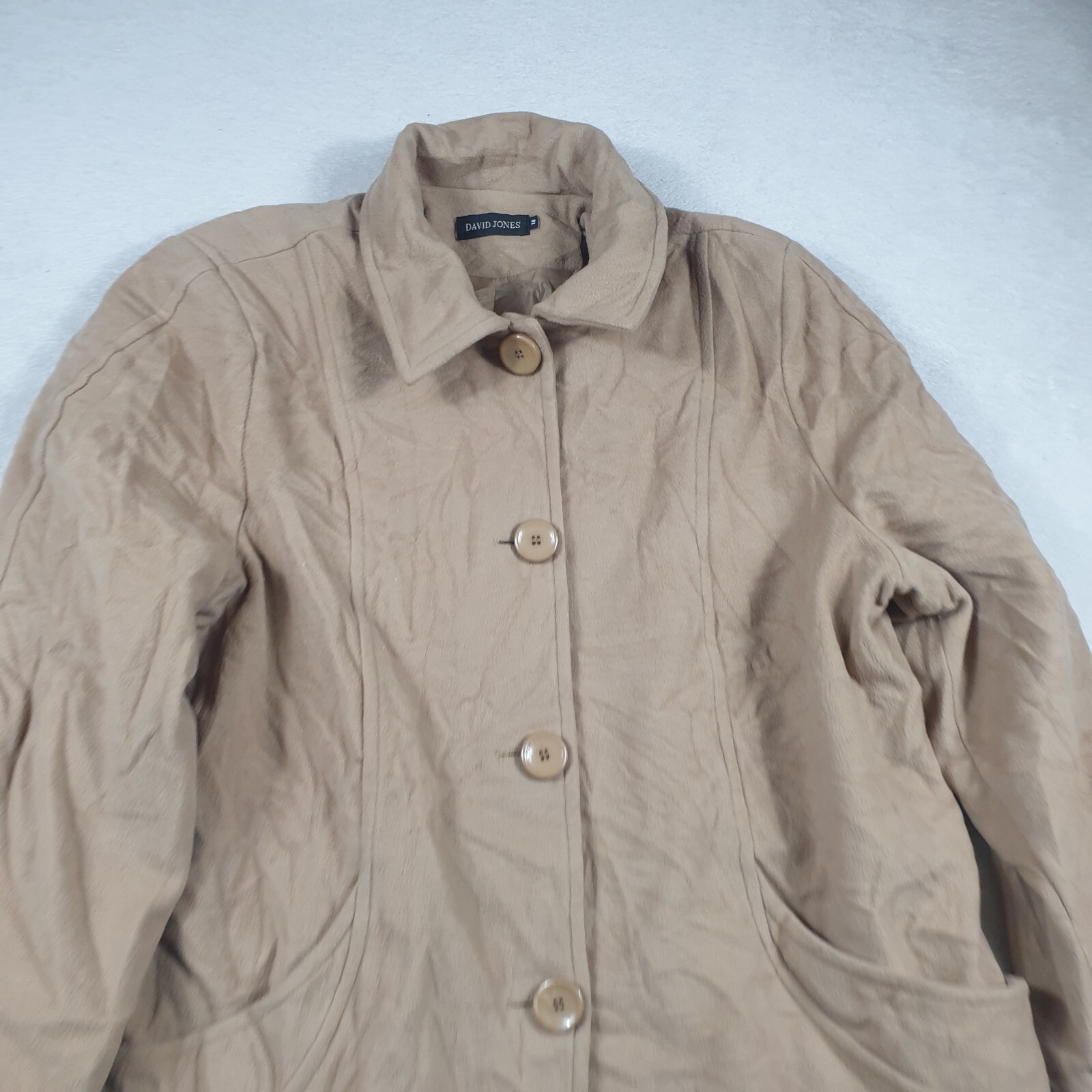 David Jones Womens Blazer Jacket Coat Size 18 Brown Wool Long Sleeve