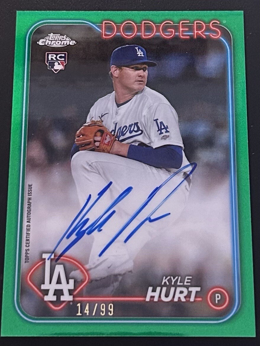 Kyle Hurt 2024 Topps Chrome True Green Refractor Auto /99 RC #RA-KHU LA Dodgers