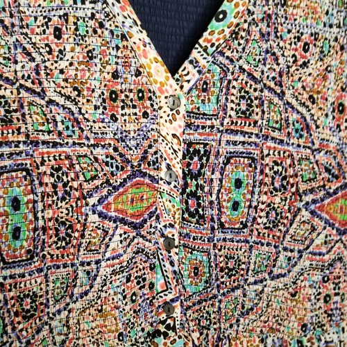 Anthropologie Maeve Dress Smocked Tiled Floral Amethyst V Neck Pockets Size Med - Picture 8 of 12
