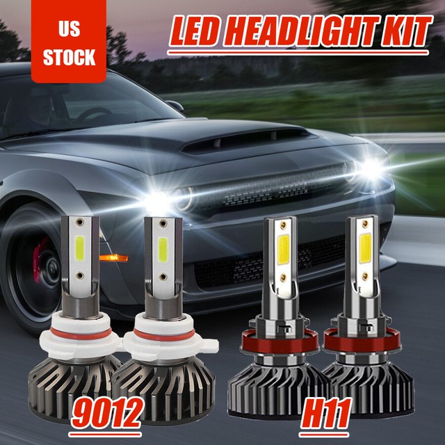 Combo 9012 LED Headlight + H11 Fog Light Bulbs For Dodge Challenger