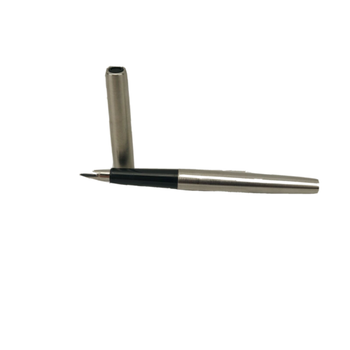 Parker Fountain Pen Stainless Steel Chrome Trim Made in France IIIU #3608 - Foto 1 di 10
