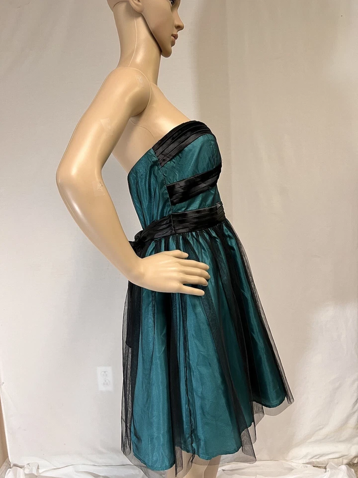 As U Wish, Vestido Feminino Sem Alças, Preto Tule E Verde, Auto-amarrado, Novo Tamanho 7 - Imagem 4 de 4