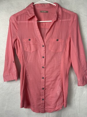 ORSAY WOMENS BUTTON DOWN SIZE  EUR 34 PINK 3/4 SLEEVE BLOUSE TOP