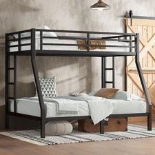 Metal Twin over Full Bunk Bed for Teens and Adults,Space-Saving Bed Frame Black