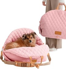 Dog Bed 3-in-1 Pet Car Seat and Dog Carrier with Small Pillow, Storage Pocket