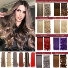 Full Head Clip In Hair Extensions Real Thick As Human Straight Curly One Piece