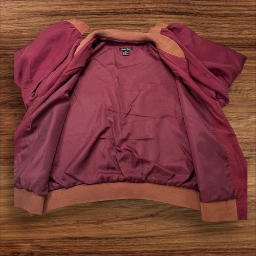 Vintage Bobby Chan Silk Bomber Jacket Lightweight Full Zip Burgundy Medium - Imagen 9 de 9