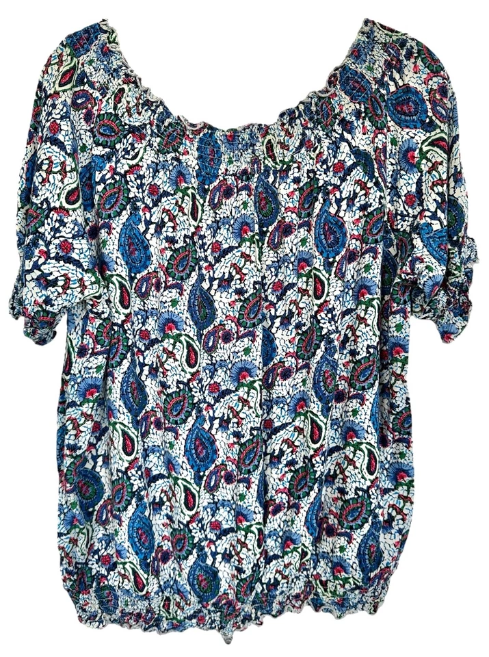 Blusa Top Para Mujer Azelhazel Avellana Haze Estampado Colorido 100% Rayón Talla L Azul Foto 2 de 4