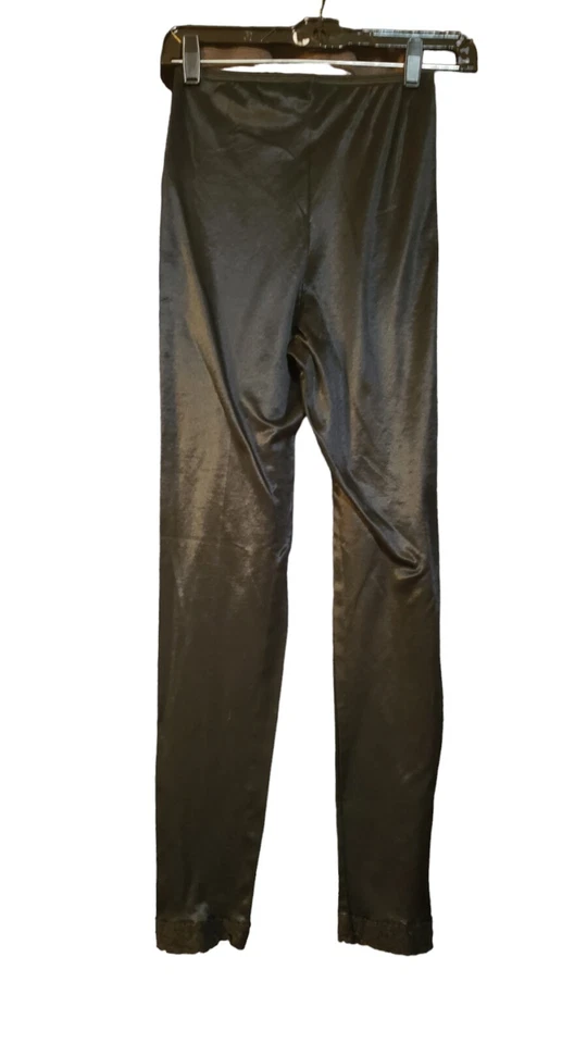 Leggings negros cálidos y sedosos talla pequeña lencería de encaje capa sin cordones cálido forro años 90 Foto 2 de 4