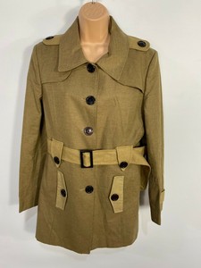 Womens Rayflex London Brown Button Up Smart Belted Linen Jacket Coat Size Uk 16 Ebay