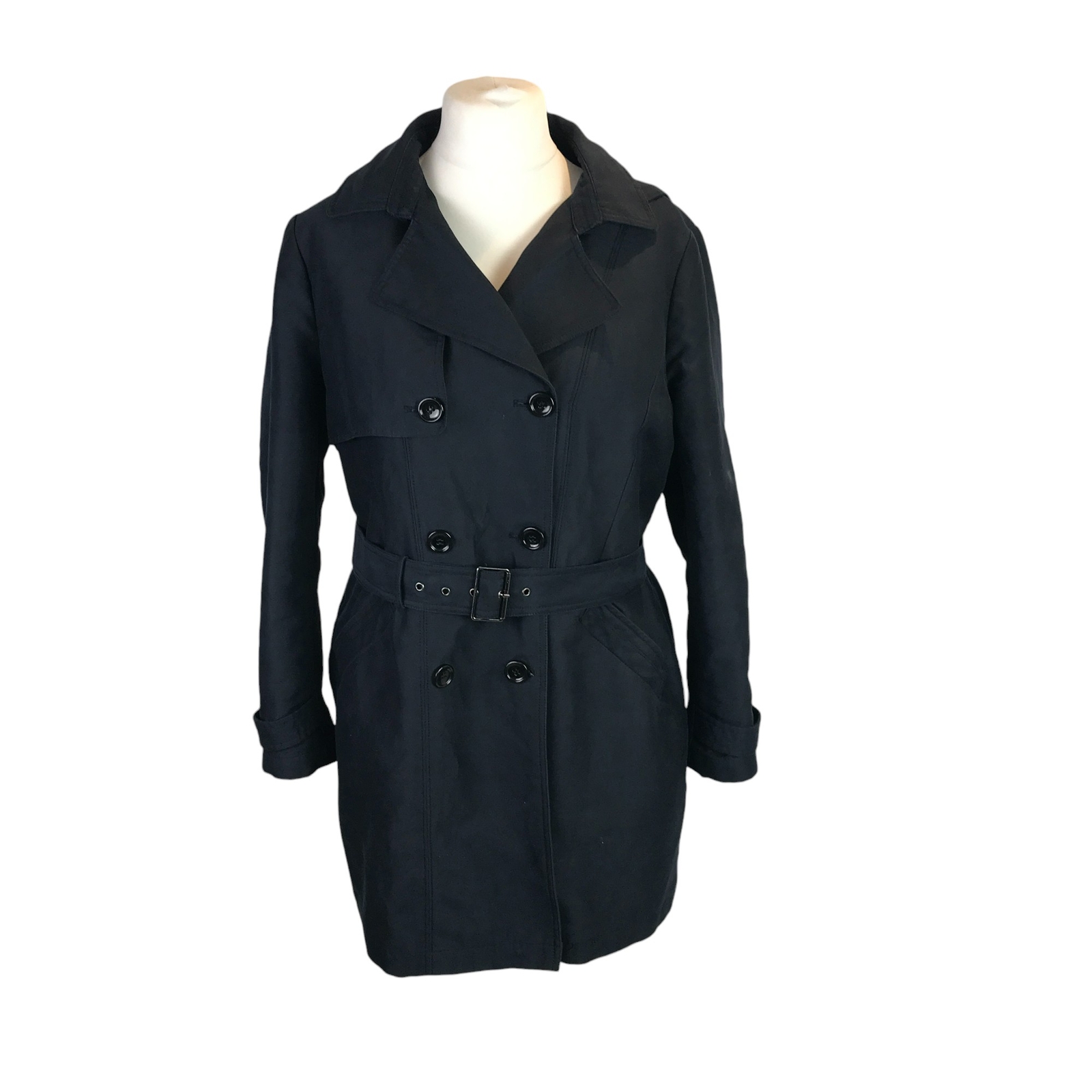 Phase Eight Navy Double Breasted Belted Trench Coat Jacket Size 18