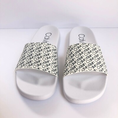 calvin klein slides women's white