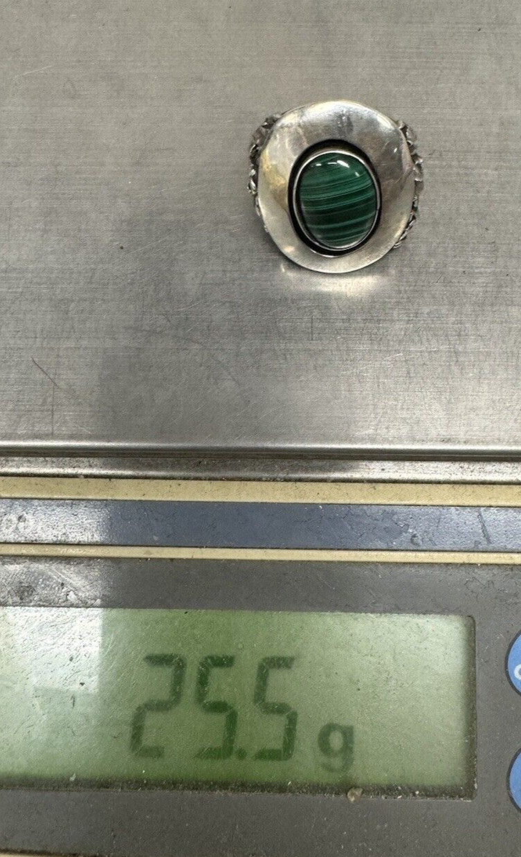 Sterling Silver Malachite Ring Large Size 11 1/2 … - image 11