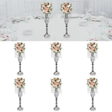 Crystal Flower Stands*6 Wedding Centerpieces Flower Arrangement Holders Sliver