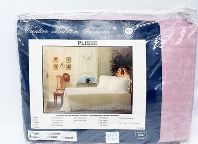 Vintage BATES Pink Mauve Plisse Bedspread Full Size Creative Bedroom Fashions