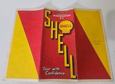 1935 Shell Oil Company Motor Oil Sign GAS STATION road map of Washington DC 