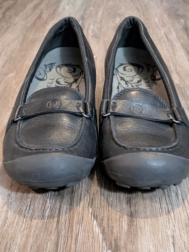 Merrell Women's Size 7.5 Plaza Glide Black Leather Wedge Loafer Slip On - Picture 3 of 21
