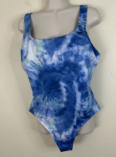 Nike One Piece Blue White Swimsuit Bathing Suit Size XL - Picture 1 of 6