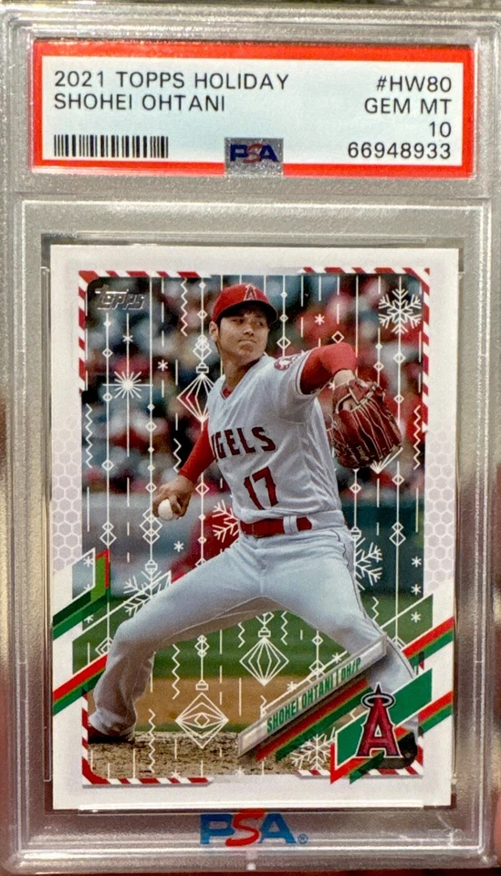 SHOHEI OHTANI 2021 TOPPS HOLIDAY HW80 bowman Dodgers Christmas Angels PSA 10 MVP - Image 3 of 3