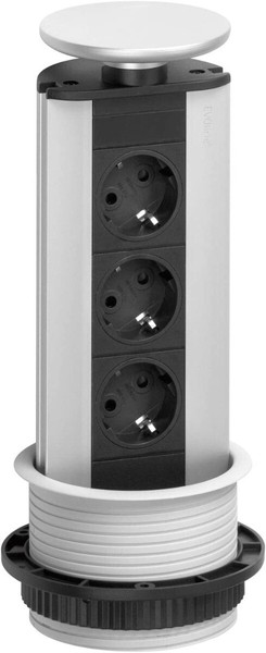 Evoline Port Versenkbare Energiebox Mit 3 Steckdosen Und Silberfarbigem Decke...-image