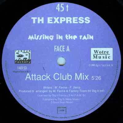 T.H. Express Missing In The Rain Vinyl Single 12inch NEAR MINT wotre music