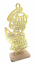 12" Baptism Gold Glitter Angel Girl Wood Cross Prayer Religion Recuerdos Bautizo