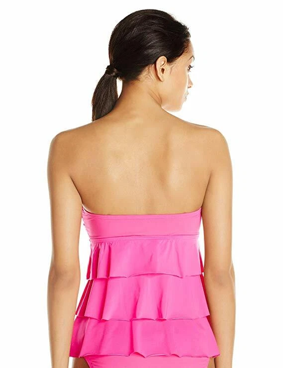  NUEVO Camiseta Tankini Bandini Kenneth Cole con Volantes en Niveles S Pequeña PNC Rosa Foto 2 de 2