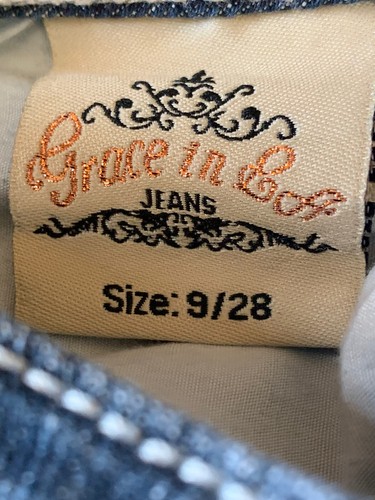 Grace In LA Damen Denim Jeans Gr. 9 / 28 Bootcut blau bestickt distressed - Bild 10 von 12