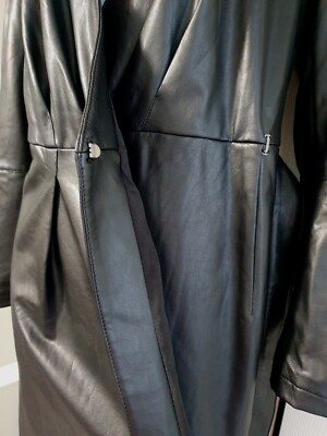 Wrap Dress In Faux Leather For All Mankind 7 Black Lined Women's M NWT!  WOW! | eBay