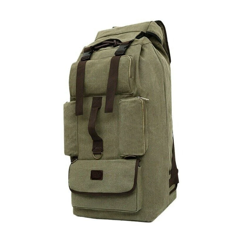 110L Large Capacity Canvas Backpack Outdoor Mountaineering Travel Backpack