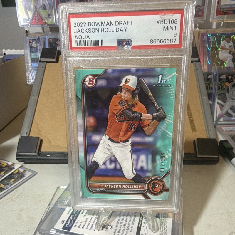 Bowman Jackson Holliday 2022 Draft Aqua /199 #BD-168 Orioles PSA 9