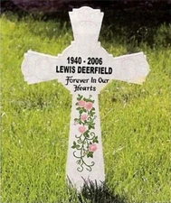 White Memorial Cross with Engraved Plaque - 16.5" Roadside Remembrance