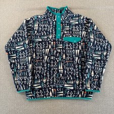 Patagonia Synchilla Snap T Kids XL 14 Blue Surf Runner Aztec Fleece Pullover Boy