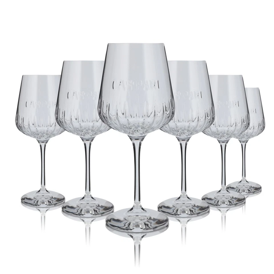 Campari Gläser 6er Set Milano Weinglas Relief Spritz Aperitif 0,49l Stielglas - Bild 4 von 4