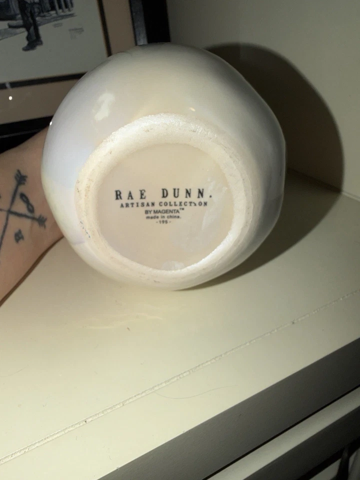 Rae Dunn Iridescent 5.5” Bulb Vase With “Irish” Written In Green - Image 2 of 4